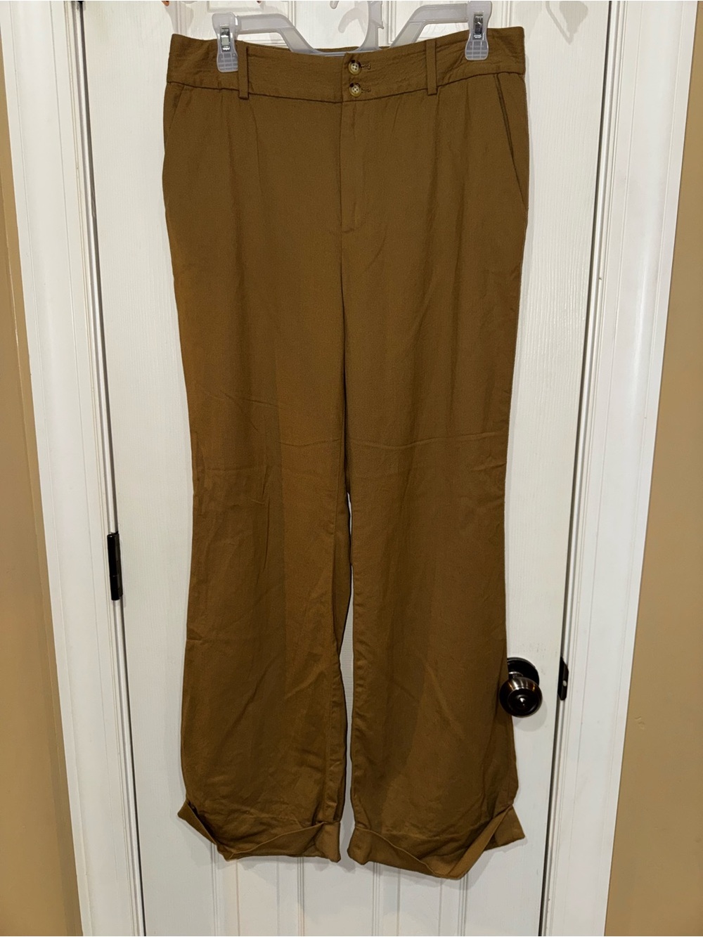 Ralph Lauren Women's Wide-Leg wool Trousers in Camel